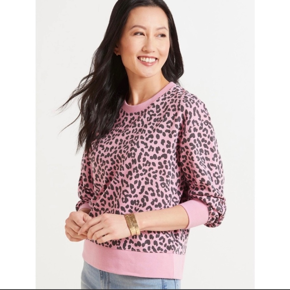RAILS PINK & BLACK LEOPARD SWEATSHIRT
SIZE MEDIUM…..